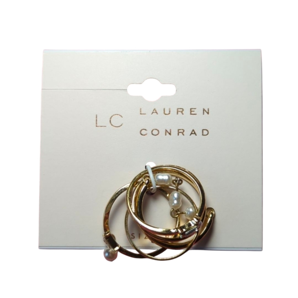 LC Lauren Conrad Gold Tone Multi Ring Set Size 9